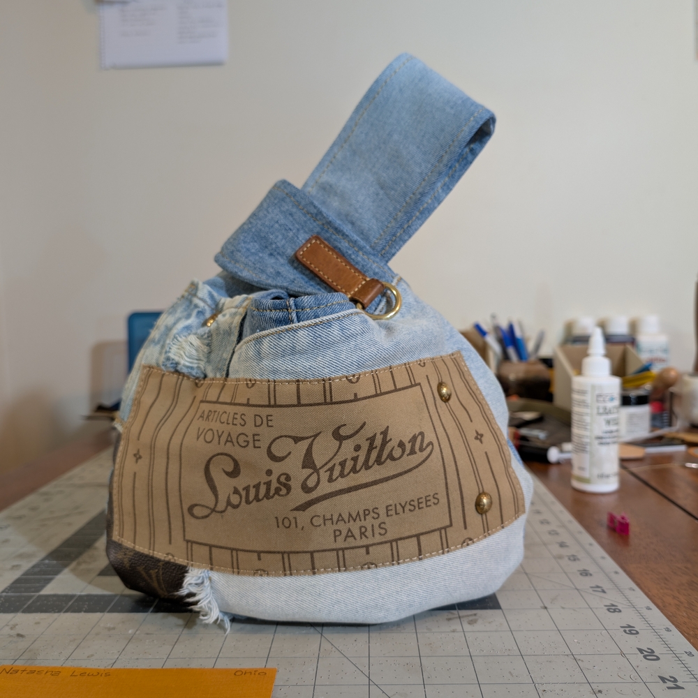 🍒Sold🍒Upcycled Japanese Knot Bag Made w Authentic Louis Vuitton Materials.